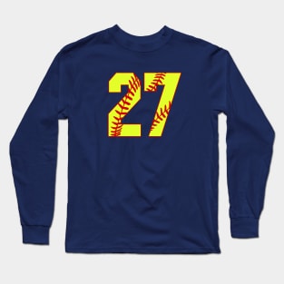 Fastpitch Softball Number 27 #27 Softball Shirt Jersey Uniform Favorite Player Biggest Fan Long Sleeve T-Shirt